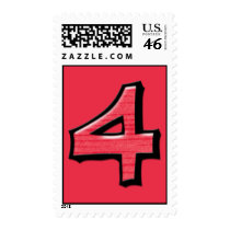 Silly Number 4 red Stamp stamps