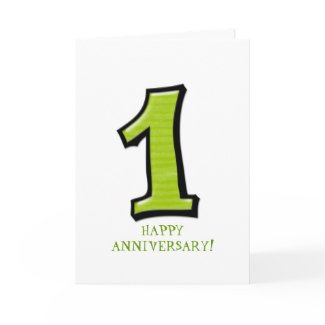 Silly Numbers 1 green Anniversary Card card