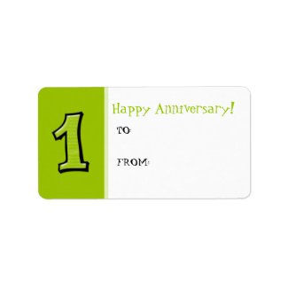 Silly Numbers 1 green Anniversary Gift Tag Label label