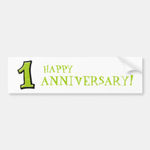 Silly Numbers 1 green Anniversary Stickers Bumper Sticker