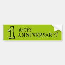 Silly Numbers 1 green Anniversary Stickers Bumper Sticker