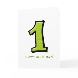 Silly Numbers 1 green Birthday Card card