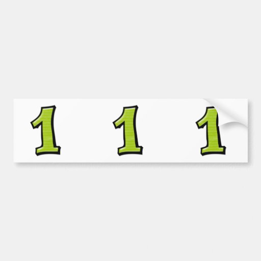 Silly Numbers 1 green cutout Stickers Bumper Sticker