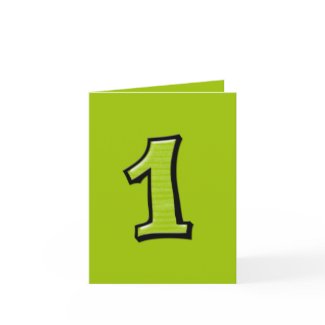 Silly Numbers 1 green Note Card card