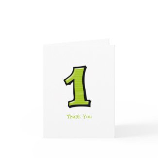 Silly Numbers 1 green Thank You Note Card card