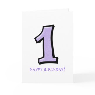 Silly Numbers 1 lavender Birthday Card card