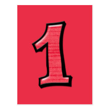 Silly Numbers 1 red Postcard