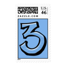 Silly Numbers 3 blue Stamp