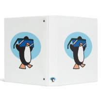 silly penguin with big sunglasses 3 ring binder