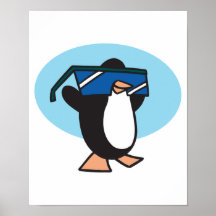 silly penguin with big sunglasses print