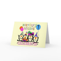 Silly Penguins 1st Birthday Tshirts and Gifts Greeting Card