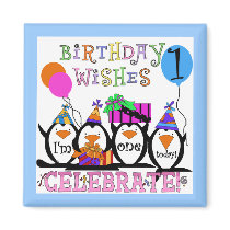Silly Penguins 1st Birthday Tshirts and Gifts Refrigerator Magnets