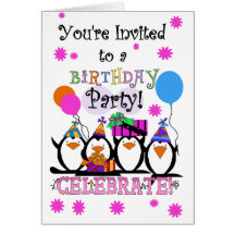 Silly Penguins Birthday Cards and Invitations
