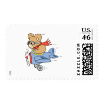Silly Pilot Bear Postage Stamp