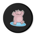 silly pink dancing hippo magnets