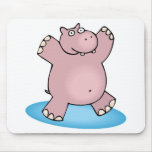 silly pink dancing hippo mouse pad
