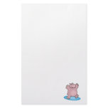 silly pink dancing hippo stationery design