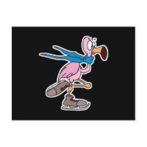 silly pink flamingo ice skating postcards
