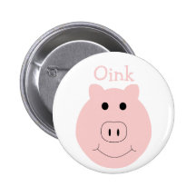 Silly pink pig button