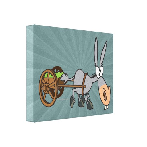 silly plodding donkey mule cartoon gallery wrapped canvas