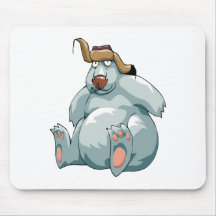 silly polar bear wearing an earflap hat mouse pads
