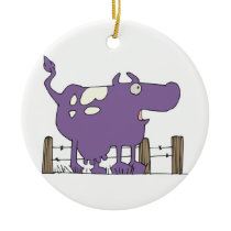 Silly Purple COw Christmas Ornament