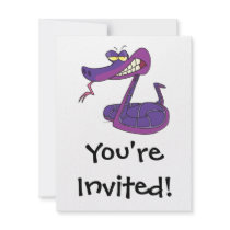 silly purple snake cartoon announcements