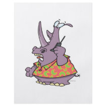 silly rhino on a cellphone cartoon personalized flyer