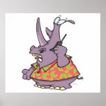 silly rhino on a cellphone cartoon print