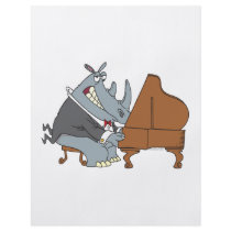 silly rhino playing piano pianist cartoon flyer