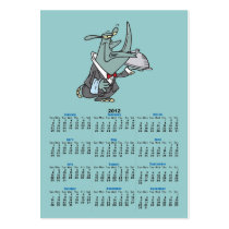 silly rhino waiter butler servant cartoon business cards