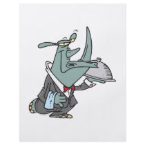 silly rhino waiter butler servant cartoon flyer