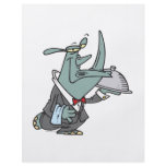 silly rhino waiter butler servant cartoon flyers