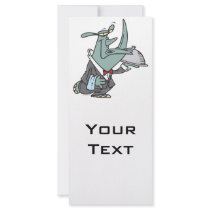 silly rhino waiter butler servant cartoon custom rack cards
