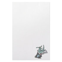 silly rhino waiter butler servant cartoon stationery design