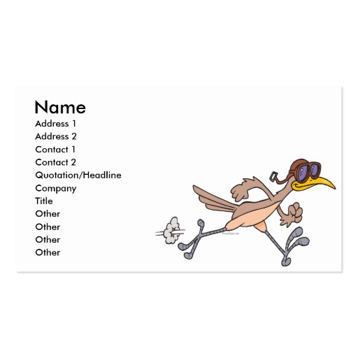 silly roadrunner bird cartoon business card (front side)