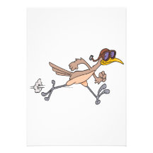 silly roadrunner bird cartoon invitation