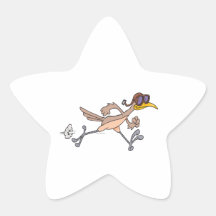 silly roadrunner bird cartoon star sticker