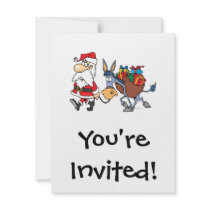 silly santa and christmas donkey custom invite
