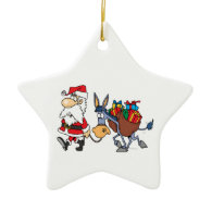 silly santa and christmas donkey christmas ornaments