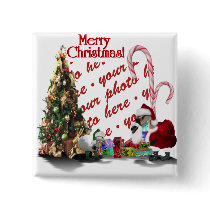 Silly Santa Goose & Ducky Elf buttons