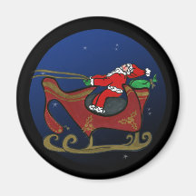 Silly Santa in His Sleigh Magnets
