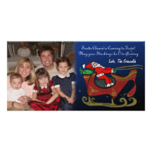 Silly Santa in His Sleigh Picture Card