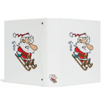silly scared santa on a sled cartoon binder