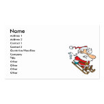 silly scared santa on a sled cartoon business card