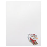 silly scared santa on a sled cartoon letterhead template