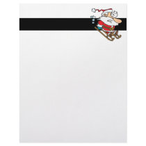silly scared santa on a sled cartoon customized letterhead