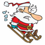 silly scared santa on a sled cartoon acrylic cut outs