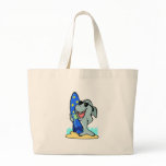 silly shark with surfboard tote bags