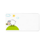 silly sheep on a hill with a flower personalized address label